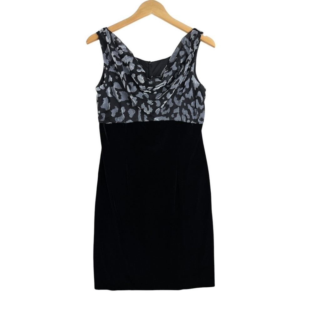 ALYX Dress Sleeveless Leopard Print Cowl Neck Dress Size 10 Black Gray Velvet